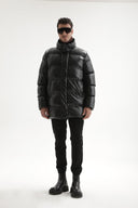 Faux Leather Long Puffer Jacket