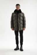 Faux Leather Long Puffer Jacket
