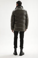 Faux Leather Long Puffer Jacket