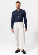 Ambrogia Mandarin Collar Linen Shirt