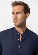 Ambrogia Mandarin Collar Linen Shirt