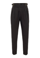 High Waist Pleated Trousers With Buckle Belt