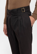 High Waist Pleated Trousers With Buckle Belt