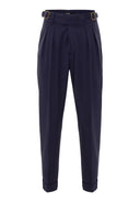 High Waist Pleated Trousers With Buckle Belt