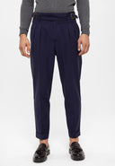 High Waist Pleated Trousers With Buckle Belt