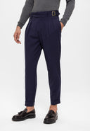 High Waist Pleated Trousers With Buckle Belt
