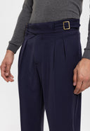 High Waist Pleated Trousers With Buckle Belt