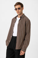 Anibal Striped Kent Collar Long Sleeve Shirt