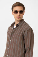 Anibal Striped Kent Collar Long Sleeve Shirt
