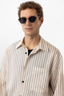 Ruby Striped Kent Collar Long Sleeve Shirt