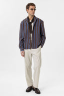 Frederico Striped Lapel Collar Long Sleeve Shirt