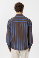 Frederico Striped Lapel Collar Long Sleeve Shirt