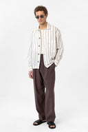 Frederico Striped Lapel Collar Long Sleeve Shirt