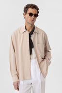 Ash Loose Fit Linen Viscose Shirt with Lapel Collar