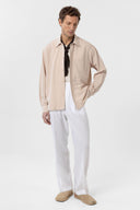 Ash Loose Fit Linen Viscose Shirt with Lapel Collar