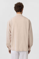 Ash Loose Fit Linen Viscose Shirt with Lapel Collar