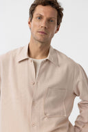 Ash Loose Fit Linen Viscose Shirt with Lapel Collar