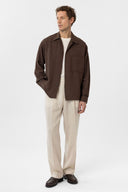 Ash Loose Fit Linen Viscose Shirt with Lapel Collar
