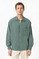 Ash Loose Fit Linen Viscose Shirt with Lapel Collar