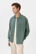 Ash Loose Fit Linen Viscose Shirt with Lapel Collar