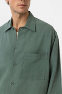 Ash Loose Fit Linen Viscose Shirt with Lapel Collar