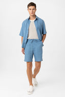 Yai Linen Blend Elastic Waist Shorts