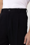 Kelton High Waist Pleated Cotton Linen Trousers
