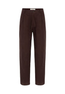 Kelton High Waist Pleated Cotton Linen Trousers