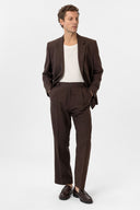 Kelton High Waist Pleated Cotton Linen Trousers