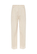 Kelton High Waist Pleated Cotton Linen Trousers