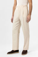 Kelton High Waist Pleated Cotton Linen Trousers