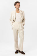 Kelton High Waist Pleated Cotton Linen Trousers