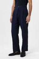 Kelton High Waist Pleated Cotton Linen Trousers