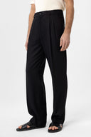 Stephano High Waist Pleated Linen Blend Trousers