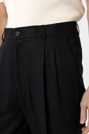 Stephano High Waist Pleated Linen Blend Trousers