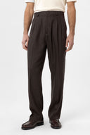 Stephano High Waist Pleated Linen Blend Trousers