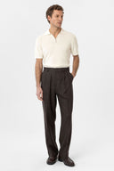 Stephano High Waist Pleated Linen Blend Trousers
