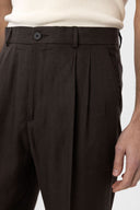 Stephano High Waist Pleated Linen Blend Trousers