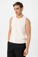 Natalio Sleeveless Knitted Cotton T-Shirt