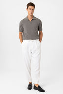 Luciano Turndown Collar Linen Blend Knitted T-Shirt