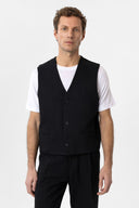 Forrest Cotton Linen Suit Vest with Inseam Pockets