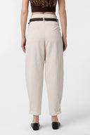 Giada High Waist Pleated Cotton Nylon Trousers