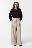 Giulia Loose-Legged High Waist Pleated Trousers