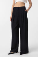 Giulia Loose-Legged High Waist Pleated Trousers