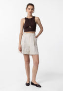 Marta High Waist Pleated Bermuda Shorts