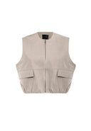 Marsela Sleeveless Zipper Cotton Nylon Vest