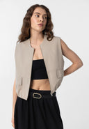 Marsela Sleeveless Zipper Cotton Nylon Vest