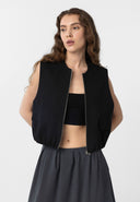 Marsela Sleeveless Zipper Cotton Nylon Vest