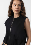 Marsela Sleeveless Zipper Cotton Nylon Vest