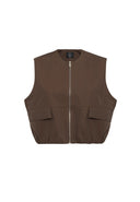 Marsela Sleeveless Zipper Cotton Nylon Vest